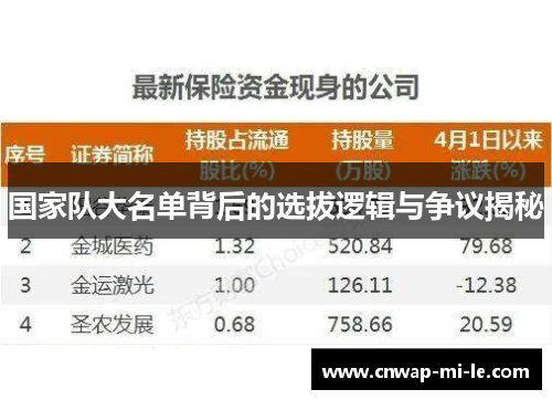 国家队大名单背后的选拔逻辑与争议揭秘